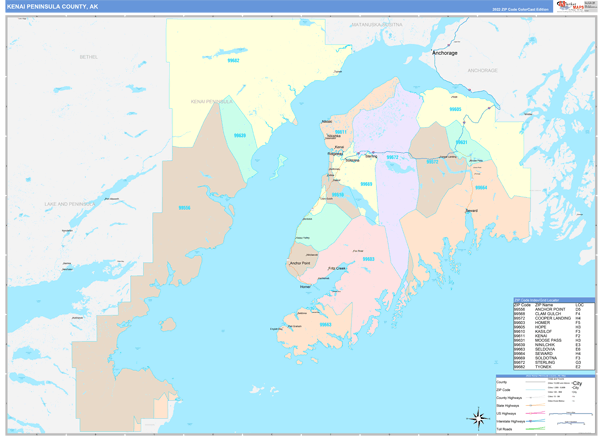 Kenai Peninsula Borough (County), AK Wall Map